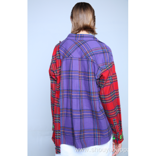 CONTRASTING FLANNEL CHECKED SHIRT